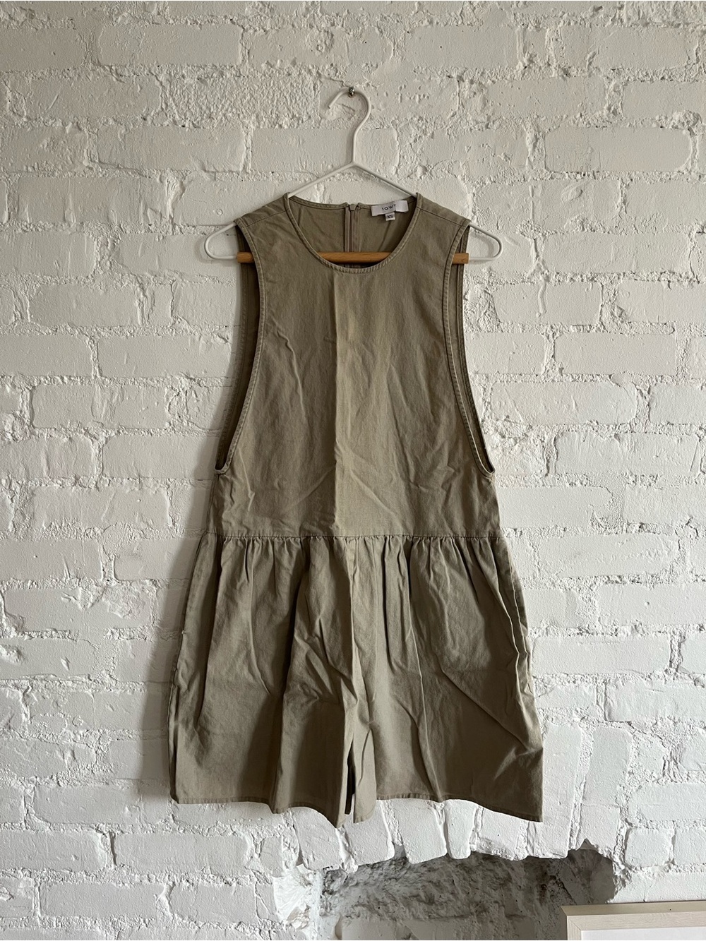Sleeveless Utility Romper in Olive-Taupe